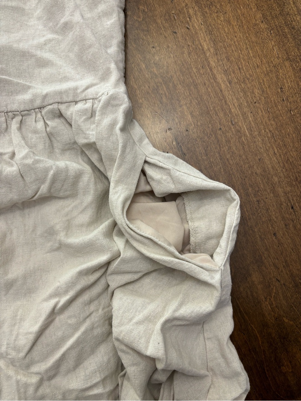 Dalia Linen Blend Midi Dress Large NWOT Neutral Beige Cottagecore Minimalist - Picture 13 of 14